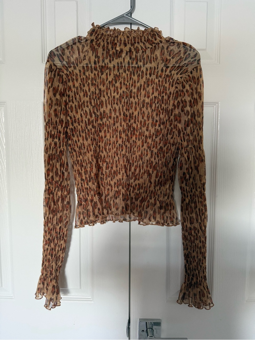 Free People - Sheer Leopard Print Long-Sleeve Top